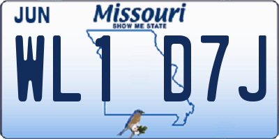 MO license plate WL1D7J