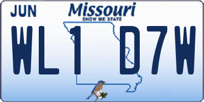 MO license plate WL1D7W