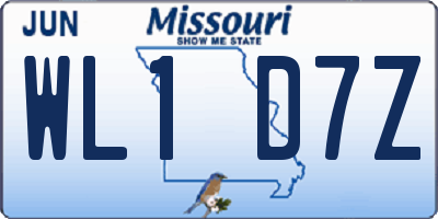 MO license plate WL1D7Z