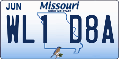 MO license plate WL1D8A