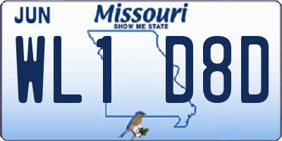 MO license plate WL1D8D