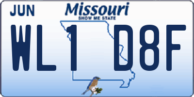 MO license plate WL1D8F