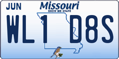 MO license plate WL1D8S
