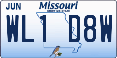 MO license plate WL1D8W