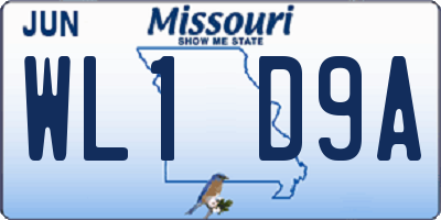 MO license plate WL1D9A