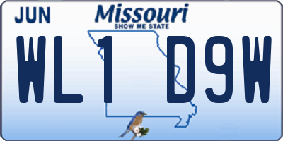 MO license plate WL1D9W