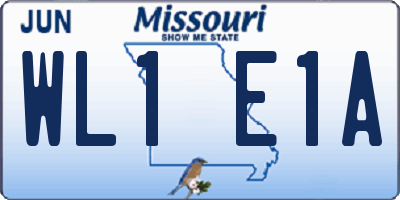 MO license plate WL1E1A