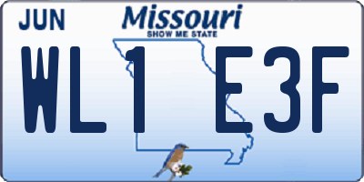 MO license plate WL1E3F