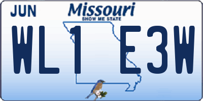 MO license plate WL1E3W