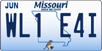 MO license plate WL1E4I