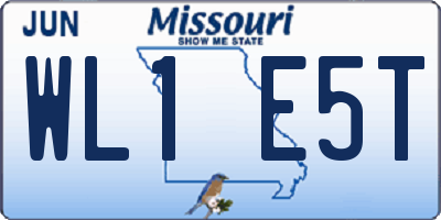 MO license plate WL1E5T