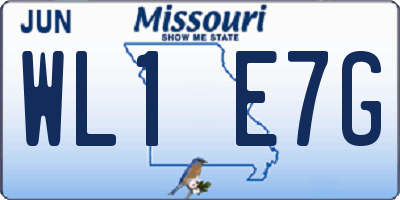 MO license plate WL1E7G