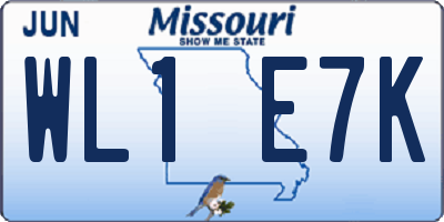 MO license plate WL1E7K