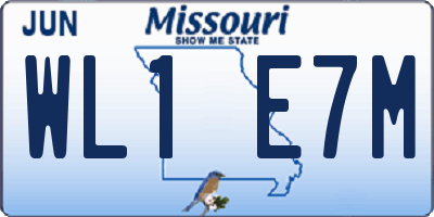 MO license plate WL1E7M
