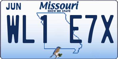 MO license plate WL1E7X