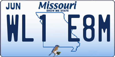 MO license plate WL1E8M