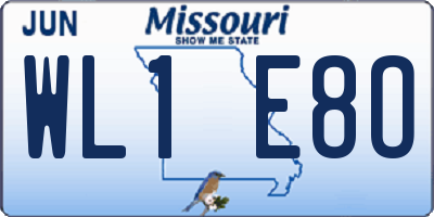 MO license plate WL1E8O