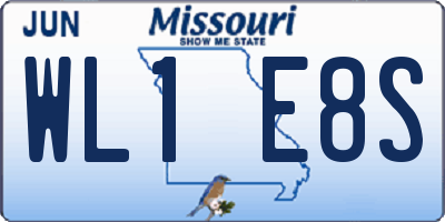 MO license plate WL1E8S
