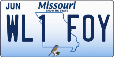 MO license plate WL1F0Y