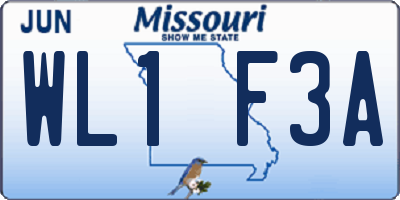 MO license plate WL1F3A