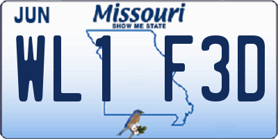 MO license plate WL1F3D