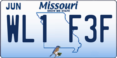 MO license plate WL1F3F