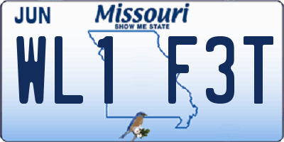 MO license plate WL1F3T