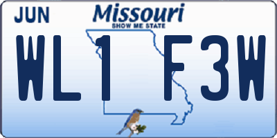 MO license plate WL1F3W