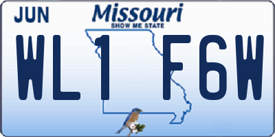MO license plate WL1F6W