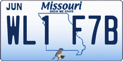 MO license plate WL1F7B