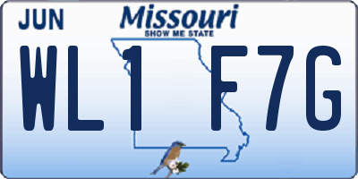 MO license plate WL1F7G