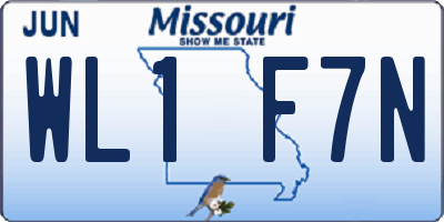 MO license plate WL1F7N