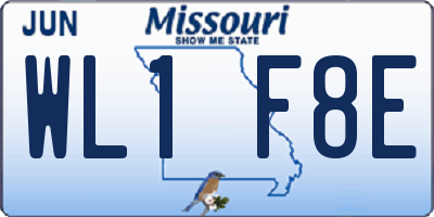 MO license plate WL1F8E