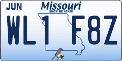 MO license plate WL1F8Z