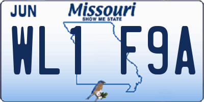 MO license plate WL1F9A