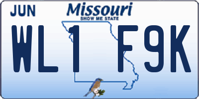 MO license plate WL1F9K