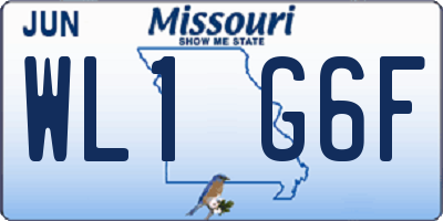 MO license plate WL1G6F