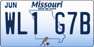 MO license plate WL1G7B