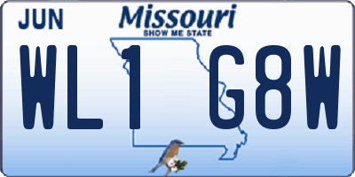 MO license plate WL1G8W