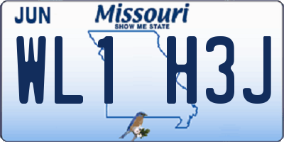 MO license plate WL1H3J