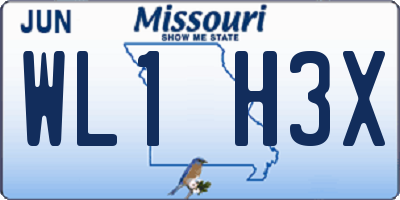 MO license plate WL1H3X