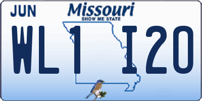 MO license plate WL1I2O
