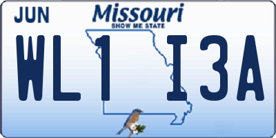 MO license plate WL1I3A