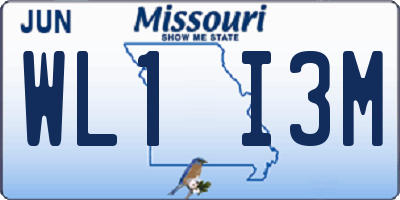 MO license plate WL1I3M