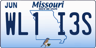 MO license plate WL1I3S