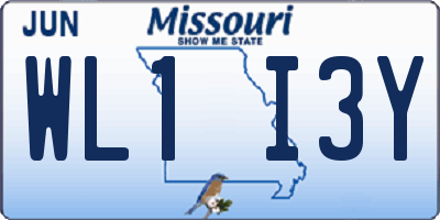 MO license plate WL1I3Y