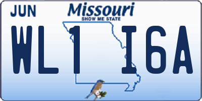 MO license plate WL1I6A