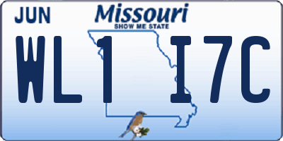 MO license plate WL1I7C