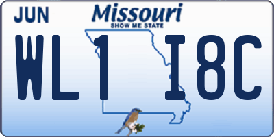 MO license plate WL1I8C