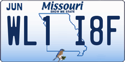 MO license plate WL1I8F